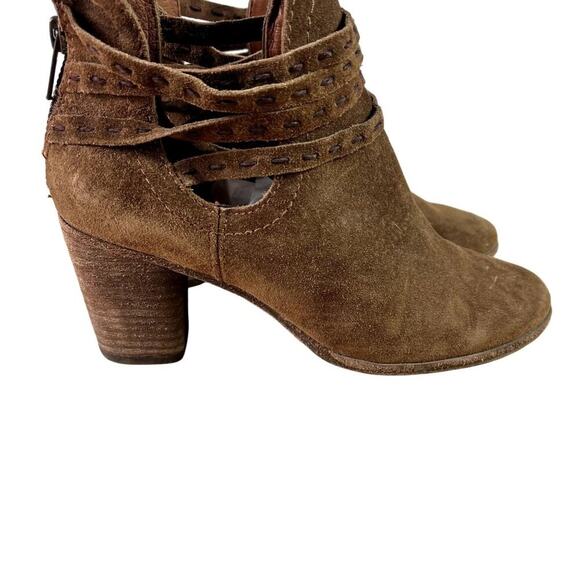 Frye Bootie Naomi Pickstitch Women 7B Brown Suede Strappy Ankle Junk Gypsy Boho - Picture 7 of 13